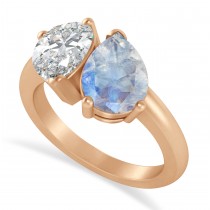 Pear/Pear Diamond & Moonstone Toi et Moi Ring 18k Rose Gold (4.00ct)