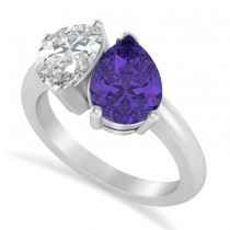 Pear/Pear Diamond & Tanzanite Toi et Moi Ring 18k White Gold (4.00ct)