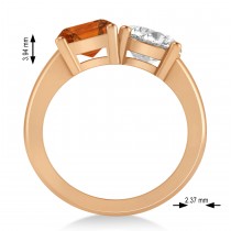 Emerald/Round Diamond & Citrine Toi et Moi Ring 18k Rose Gold (4.50ct)