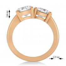 Emerald/Round Moissanite Toi et Moi Ring 18k Rose Gold (4.50ct)