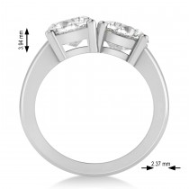 Emerald/Round Moissanite Toi et Moi Ring 18k White Gold (4.50ct)