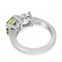 Emerald/Round Diamond & Peridot Toi et Moi Ring 14k White Gold (4.50ct)