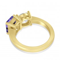 Emerald/Round Diamond & Tanzanite Toi et Moi Ring 14k Yellow Gold (4.50ct)