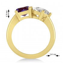 Emerald/Oval Diamond & Lab Alexandrite Toi et Moi Ring 18k Yellow Gold (5.50ct)