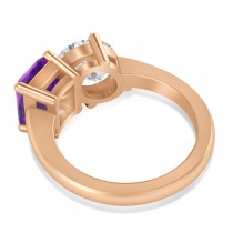 Emerald/Oval Diamond & Amethyst Toi et Moi Ring 18k Rose Gold (5.50ct)