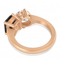 Emerald/Oval Black & White Diamond Toi et Moi Ring 14k Rose Gold (5.50ct)