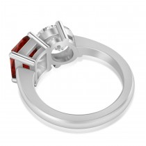 Emerald/Oval Diamond & Garnet Toi et Moi Ring 18k White Gold (5.50ct)