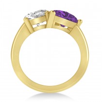 Pear/Oval Diamond & Amethyst Toi et Moi Ring 18k Yellow Gold (6.00ct)
