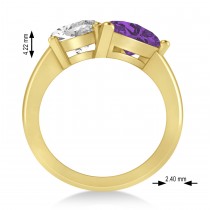 Pear/Oval Diamond & Amethyst Toi et Moi Ring 18k Yellow Gold (6.00ct)