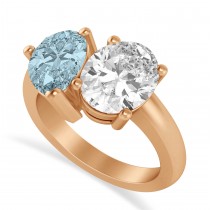 Pear/Oval Diamond & Aquamarine Toi et Moi Ring 18k Rose Gold (6.00ct)