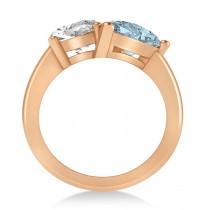 Pear/Oval Diamond & Aquamarine Toi et Moi Ring 18k Rose Gold (6.00ct)
