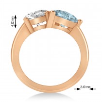 Pear/Oval Diamond & Aquamarine Toi et Moi Ring 18k Rose Gold (6.00ct)