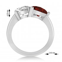 Pear/Oval Diamond & Garnet Toi et Moi Ring 14k White Gold (6.00ct)