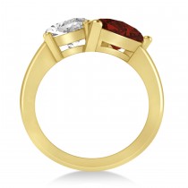 Pear/Oval Diamond & Garnet Toi et Moi Ring 14k Yellow Gold (6.00ct)