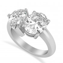 Pear/Oval Moissanite Toi et Moi Ring 18k White Gold (6.00ct)