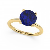 Blue Sapphire Solitaire Engagement Ring 14K Yellow Gold (3.50ct)