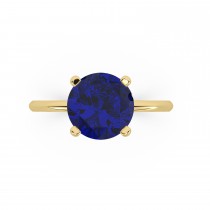 Blue Sapphire Solitaire Engagement Ring 14K Yellow Gold (3.50ct)