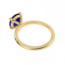 Blue Sapphire Solitaire Engagement Ring 14K Yellow Gold (3.50ct)