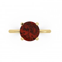 Lab Ruby Solitaire Engagement Ring 14K Yellow Gold (3.50ct)