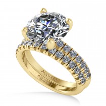 Round Moissanite Diamond Solitaire Ring Bridal Set 14K Yellow Gold (4.37ct)
