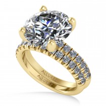 Round Lab Grown Diamond Solitaire Ring Bridal Set 14K Yellow Gold (5.87ct)
