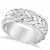 Men's Braided Band Eternity Ring Platinum