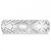 Men's Road Racing Eternity Sports Band Ring 14k White Gold