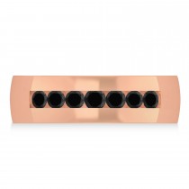 Men's Black Diamond Channel Set Wedding Band 14k Rose Gold (0.49ct)