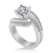Lab Grown Diamond Accented Tension Set Bridal Set 18k White Gold (0.35ct)