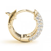 Huggie Round Lab Grown Diamond Pave Earrings Hoops 14k Yellow Gold (0.84ct)