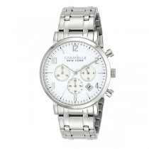 Caravelle Men's Black & White Collection Chronograph Stainless Steel Watch