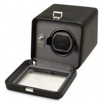 WOLF Windsor Men's Single Watch Winder in Faux Leather with Glass Front Cover