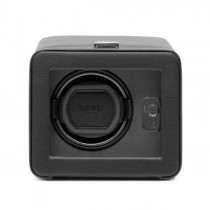 WOLF Windsor Men's Single Watch Winder in Faux Leather with Glass Front Cover