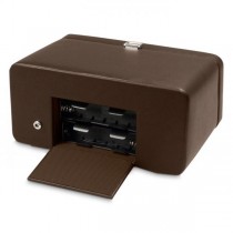 Men's Double Watch Winder in Faux Leather with Glass Front Cover