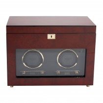 WOLF Savoy Men's Double Watch Winder & Storage Box Glass Cover Key Lock 2 Colors