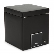 WOLF Viceroy Men's Single Watch Winder 3 Timepiece Storage Faux Leather Glass Door