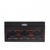 WOLF Roadster Men's Faux Leather Triple Watch Winder w/ Storage Travel Case Lock
