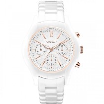 Caravelle Women's White Chronograph Ceramic Watch