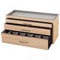 WOLF Meridian Wooden Modular 3 Drawer Dresser Valet & Watch Storage Box in 3 Colors