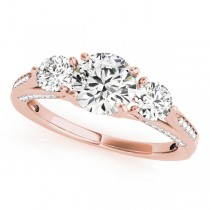 Three Stone Round Bridal Set 14k Rose Gold (1.92ct)