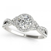 Twisted Round Diamond Engagement Ring Palladium (1.50ct)