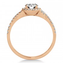 Twisted Heart Diamond Engagement Ring Bridal Set 18k Rose Gold (1.07ct)