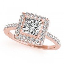 Cushion Cut Diamond Halo Bridal Set 18k Rose Gold (2.20ct)