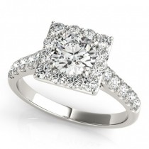 Diamond Halo Square Shape Border Bridal Set Palladium (3.28ct)