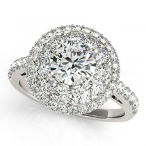 Double Halo Diamond Engagement Ring Bridal Set 14k White Gold (2.33ct)