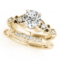 Round Diamond & Heart Engagement Ring Bridal Set 14k Yellow Gold (2.15ct)