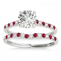 Diamond & Ruby Single Row Bridal Set Platinum (0.22ct)