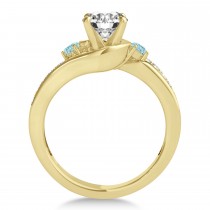 Swirl Design Aquamarine & Diamond Engagement Ring Setting 18k Yellow Gold 0.38ct