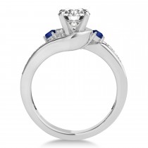 Swirl Design Blue Sapphire & Diamond Engagement Ring Setting Palladium 0.38ct