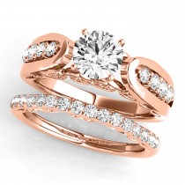 Diamond Accented Single Row Engagement Ring Setting 14k Rose Gold (0.20ct)